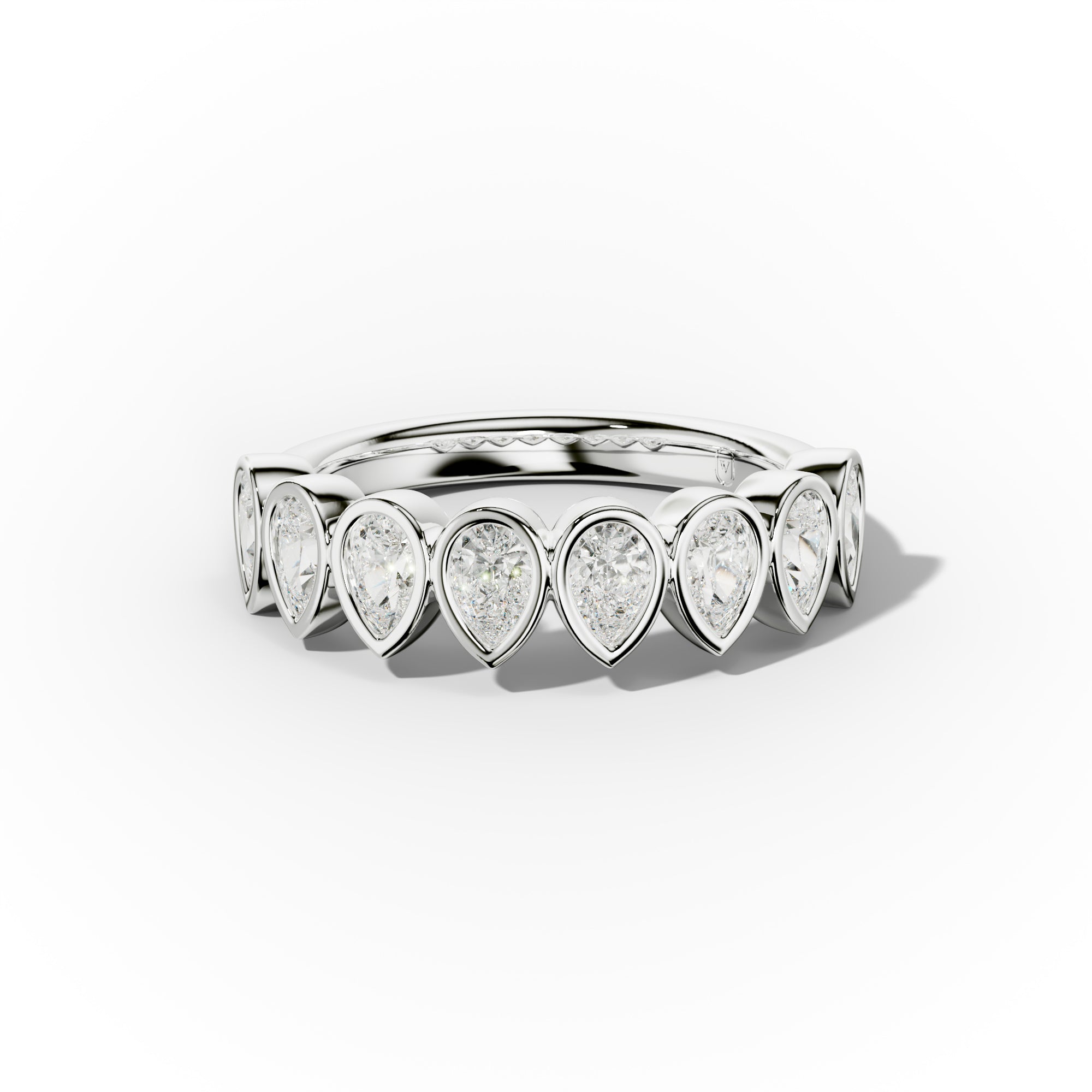 1.0 Carat Bezel Set Pear Shape Diamond Anniversary Band